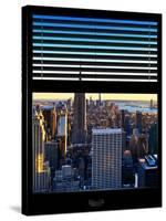 Window View with Venetian Blinds: Skyline NYC with the Empire State Building and 1WTC at Sunset-Philippe Hugonnard-Stretched Canvas