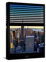 Window View with Venetian Blinds: Skyline NYC with the Empire State Building and 1WTC at Sunset-Philippe Hugonnard-Stretched Canvas