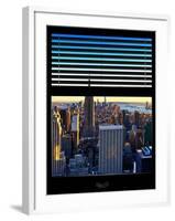 Window View with Venetian Blinds: Skyline NYC with the Empire State Building and 1WTC at Sunset-Philippe Hugonnard-Framed Photographic Print