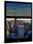 Window View with Venetian Blinds: Skyline NYC with the Empire State Building and 1WTC at Sunset-Philippe Hugonnard-Stretched Canvas