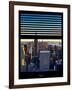 Window View with Venetian Blinds: Skyline NYC with the Empire State Building and 1WTC at Sunset-Philippe Hugonnard-Framed Photographic Print