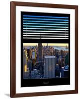 Window View with Venetian Blinds: Skyline NYC with the Empire State Building and 1WTC at Sunset-Philippe Hugonnard-Framed Photographic Print