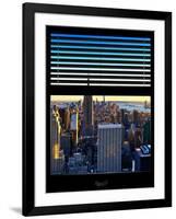 Window View with Venetian Blinds: Skyline NYC with the Empire State Building and 1WTC at Sunset-Philippe Hugonnard-Framed Photographic Print