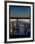 Window View with Venetian Blinds: Skyline NYC with the Empire State Building and 1WTC at Sunset-Philippe Hugonnard-Framed Photographic Print