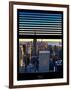 Window View with Venetian Blinds: Skyline NYC with the Empire State Building and 1WTC at Sunset-Philippe Hugonnard-Framed Photographic Print