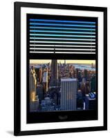 Window View with Venetian Blinds: Skyline NYC with the Empire State Building and 1WTC at Sunset-Philippe Hugonnard-Framed Photographic Print