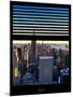 Window View with Venetian Blinds: Skyline NYC with the Empire State Building and 1WTC at Sunset-Philippe Hugonnard-Mounted Premium Photographic Print