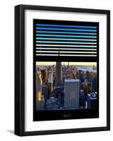 Window View with Venetian Blinds: Skyline NYC with the Empire State Building and 1WTC at Sunset-Philippe Hugonnard-Framed Photographic Print