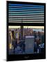 Window View with Venetian Blinds: Skyline NYC with the Empire State Building and 1WTC at Sunset-Philippe Hugonnard-Mounted Photographic Print