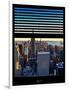 Window View with Venetian Blinds: Skyline NYC with the Empire State Building and 1WTC at Sunset-Philippe Hugonnard-Framed Photographic Print