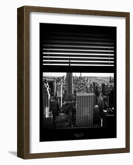 Window View with Venetian Blinds: Skyline NYC with the Empire State Building and 1WTC-Philippe Hugonnard-Framed Photographic Print