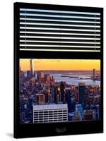Window View with Venetian Blinds: Skyline of Manhattan at Sunset-Philippe Hugonnard-Stretched Canvas
