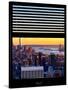 Window View with Venetian Blinds: Skyline of Manhattan at Sunset-Philippe Hugonnard-Stretched Canvas