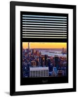 Window View with Venetian Blinds: Skyline of Manhattan at Sunset-Philippe Hugonnard-Framed Photographic Print