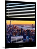 Window View with Venetian Blinds: Skyline of Manhattan at Sunset-Philippe Hugonnard-Mounted Photographic Print