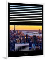 Window View with Venetian Blinds: Skyline of Manhattan at Sunset-Philippe Hugonnard-Framed Photographic Print