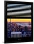 Window View with Venetian Blinds: Skyline of Manhattan at Sunset-Philippe Hugonnard-Framed Photographic Print