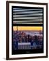 Window View with Venetian Blinds: Skyline of Manhattan at Sunset-Philippe Hugonnard-Framed Photographic Print