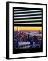 Window View with Venetian Blinds: Skyline of Manhattan at Sunset-Philippe Hugonnard-Framed Photographic Print