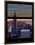 Window View with Venetian Blinds: Skyline of Manhattan at Sunset-Philippe Hugonnard-Framed Photographic Print