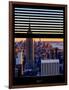 Window View with Venetian Blinds: Skyline of Manhattan at Sunset-Philippe Hugonnard-Framed Photographic Print