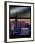 Window View with Venetian Blinds: Skyline of Manhattan at Sunset-Philippe Hugonnard-Framed Photographic Print