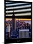 Window View with Venetian Blinds: Skyline of Manhattan at Sunset-Philippe Hugonnard-Mounted Premium Photographic Print