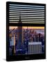 Window View with Venetian Blinds: Skyline of Manhattan at Sunset-Philippe Hugonnard-Stretched Canvas