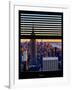 Window View with Venetian Blinds: Skyline of Manhattan at Sunset-Philippe Hugonnard-Framed Photographic Print