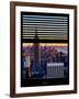 Window View with Venetian Blinds: Skyline of Manhattan at Sunset-Philippe Hugonnard-Framed Photographic Print