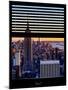 Window View with Venetian Blinds: Skyline of Manhattan at Sunset-Philippe Hugonnard-Mounted Photographic Print