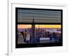 Window View with Venetian Blinds: Skyline of Manhattan at Sunset-Philippe Hugonnard-Framed Photographic Print