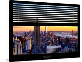 Window View with Venetian Blinds: Skyline of Manhattan at Sunset-Philippe Hugonnard-Stretched Canvas