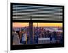 Window View with Venetian Blinds: Skyline of Manhattan at Sunset-Philippe Hugonnard-Framed Photographic Print