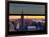 Window View with Venetian Blinds: Skyline of Manhattan at Sunset-Philippe Hugonnard-Framed Photographic Print