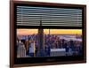 Window View with Venetian Blinds: Skyline of Manhattan at Sunset-Philippe Hugonnard-Framed Photographic Print