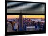 Window View with Venetian Blinds: Skyline of Manhattan at Sunset-Philippe Hugonnard-Mounted Photographic Print