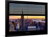 Window View with Venetian Blinds: Skyline of Manhattan at Sunset-Philippe Hugonnard-Framed Photographic Print