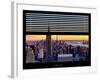 Window View with Venetian Blinds: Skyline of Manhattan at Sunset-Philippe Hugonnard-Framed Photographic Print