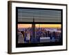 Window View with Venetian Blinds: Skyline of Manhattan at Sunset-Philippe Hugonnard-Framed Photographic Print