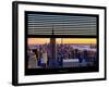 Window View with Venetian Blinds: Skyline of Manhattan at Sunset-Philippe Hugonnard-Framed Photographic Print