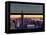 Window View with Venetian Blinds: Skyline of Manhattan at Sunset-Philippe Hugonnard-Framed Stretched Canvas