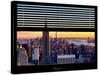 Window View with Venetian Blinds: Skyline of Manhattan at Sunset-Philippe Hugonnard-Stretched Canvas