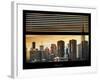 Window View with Venetian Blinds: Skyscrapers and Buildings at Sunset - the Empire State Building-Philippe Hugonnard-Framed Photographic Print