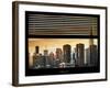 Window View with Venetian Blinds: Skyscrapers and Buildings at Sunset - the Empire State Building-Philippe Hugonnard-Framed Photographic Print