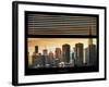 Window View with Venetian Blinds: Skyscrapers and Buildings at Sunset - the Empire State Building-Philippe Hugonnard-Framed Photographic Print