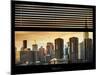 Window View with Venetian Blinds: Skyscrapers and Buildings at Sunset - the Empire State Building-Philippe Hugonnard-Mounted Photographic Print