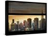 Window View with Venetian Blinds: Skyscrapers and Buildings at Sunset - the Empire State Building-Philippe Hugonnard-Stretched Canvas