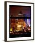 Window View with Venetian Blinds: Skyscrapers and Buildings at Times Square by Night - Manhattan-Philippe Hugonnard-Framed Photographic Print