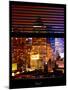 Window View with Venetian Blinds: Skyscrapers and Buildings at Times Square by Night - Manhattan-Philippe Hugonnard-Mounted Photographic Print